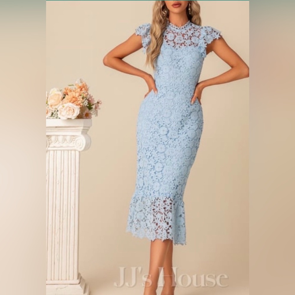 JJ's House : High Neck Lace Midi Dress XXL